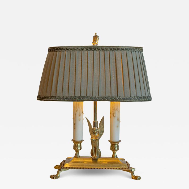 20th Century French Empire Style Bouillotte Lamp with Sphinx Motif