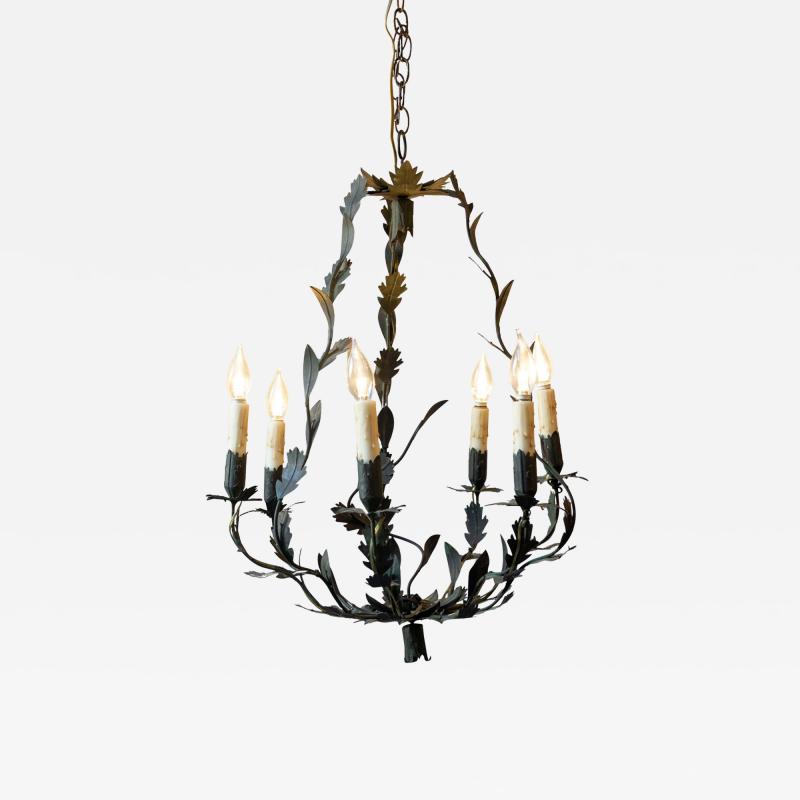 20th Century French Iron Chandelier with Foliate Details
