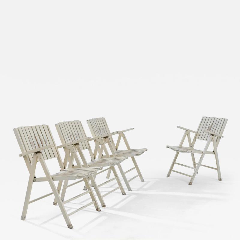 20th Century French Wooden Garden Chairs Set of Four
