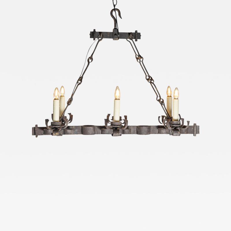 20th Century French Wrought Iron Chandelier