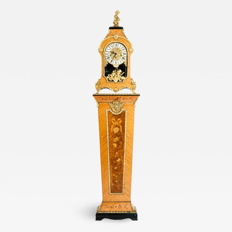 20th Century Fruitwood Veneer Case Tiffany Mantel Clock Pedestal