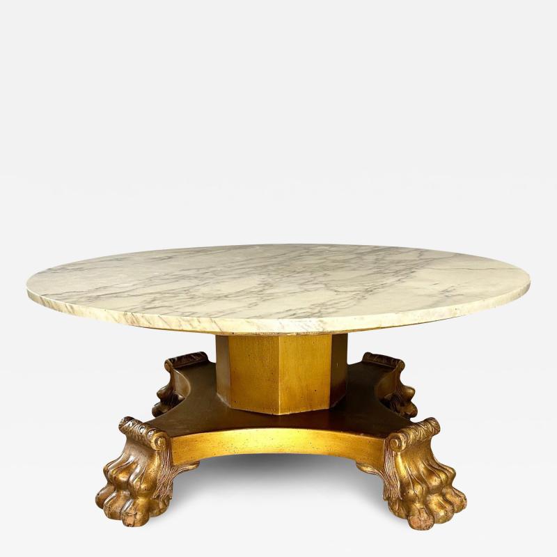 20th Century Hollywood Regency Coffee Table with Marble Top