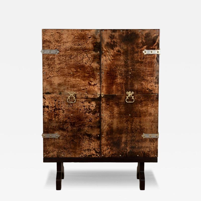 20th Century Italian Lacquered Goat Skin and Mahogany Bar by Aldo Tura