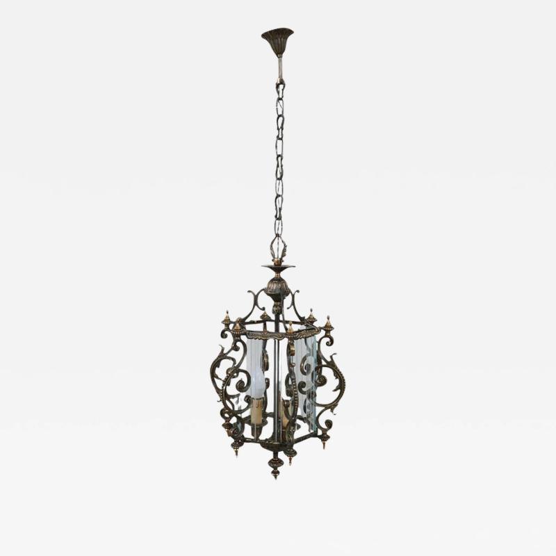 20th Century Italian Lantern in Glass and Bronze