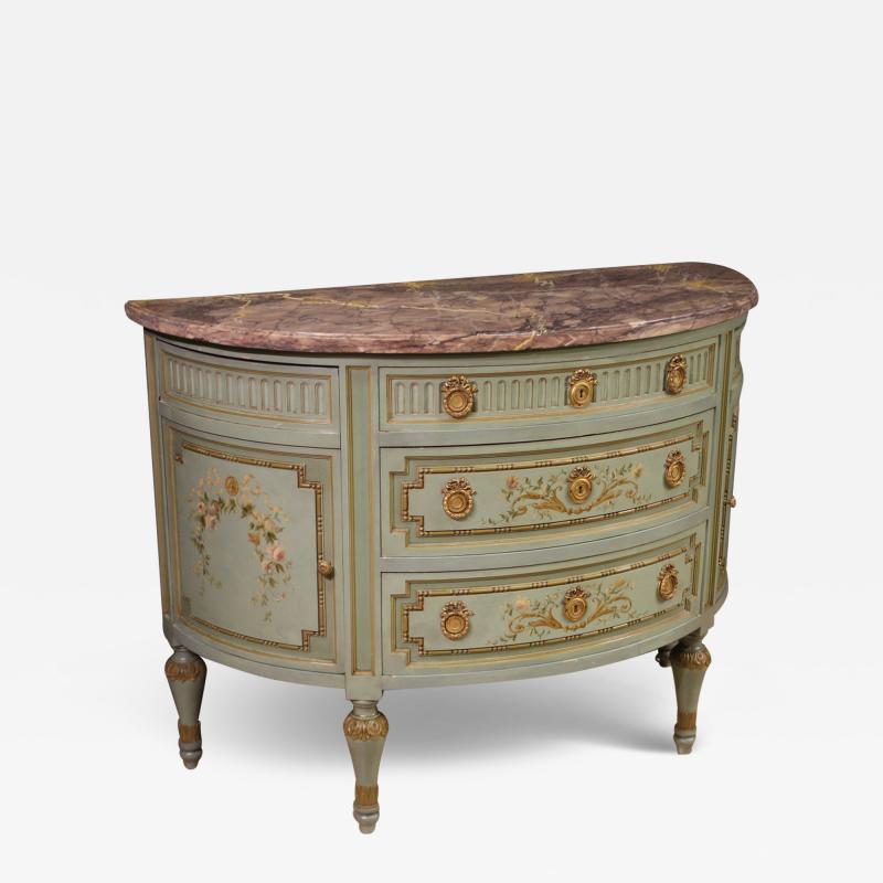 20th Century Italian Louis XVI Style Half Moon Commode