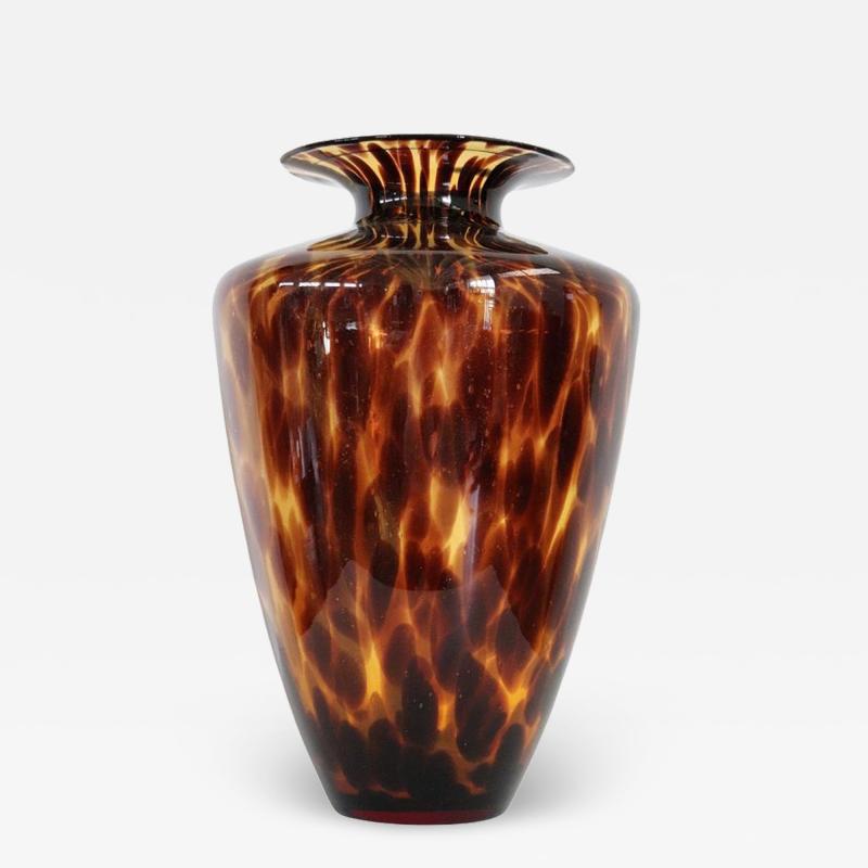 20th Century Italian Murano Artistic Glass Large Vase in Tigers Eye Color