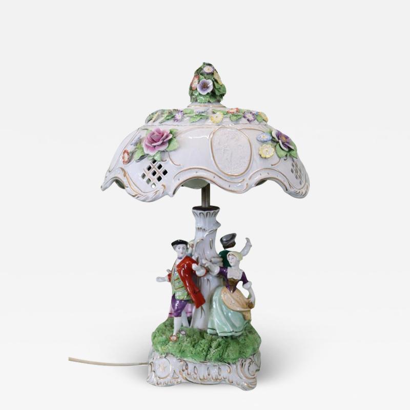 20th Century Italian Rare Porcelain Table Lamp by Capodimonte