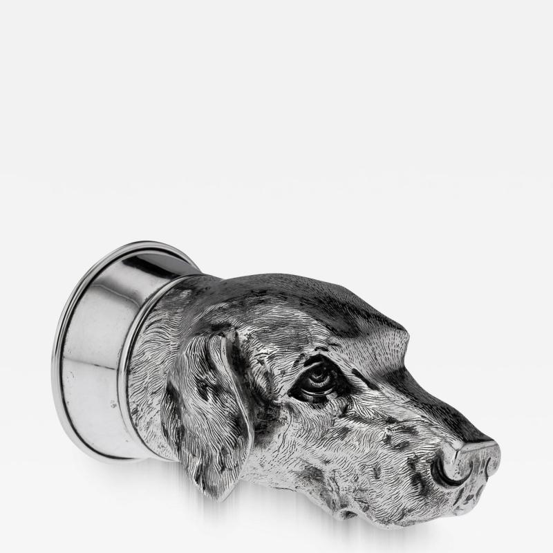 20th Century Italian Solid Silver Hound Stirrup Cup c 1960