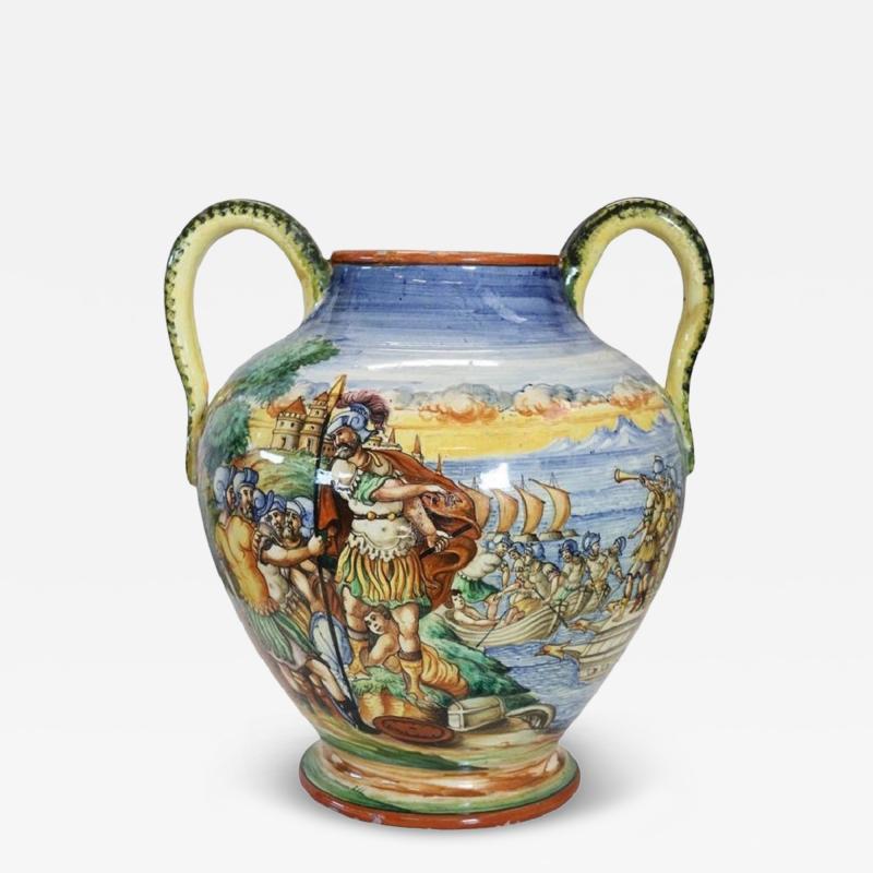 20th Century Italy Florentine Production Ceramic Vase Signed