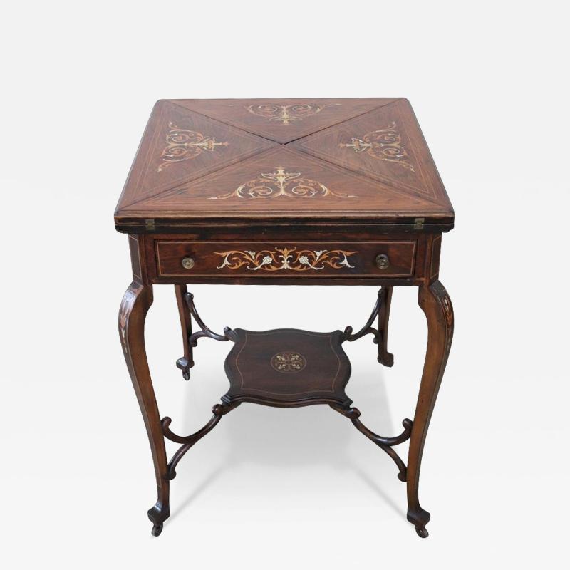 20th Century Louis XV Inlaid Wood Game Table
