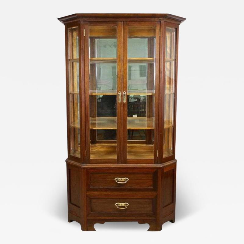 20th Century Mahogany Vitrine Cabinet with Faceted Glass Austria circa 1910