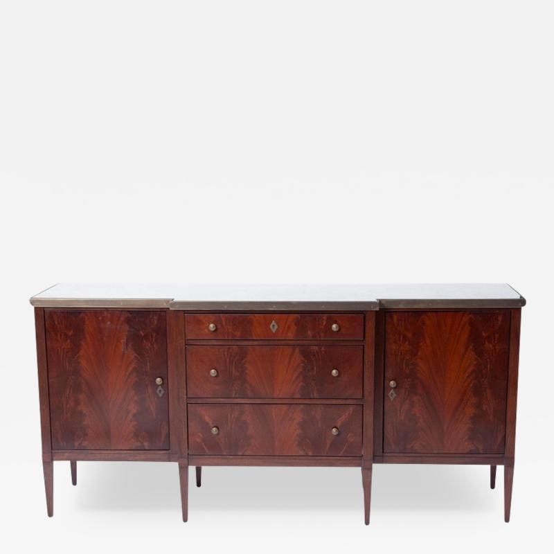 20th Century Mirrored Top Mahogany Wood Sideboard Credenza By Dessin Fournir