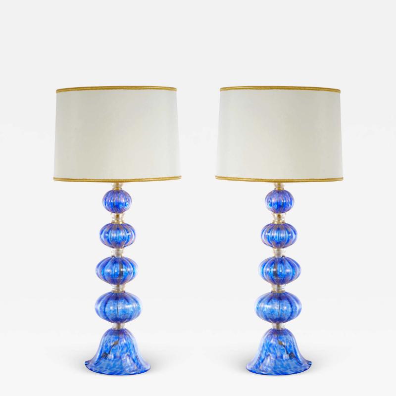 20th Century Murano Venetian Glass Gold Flecks Table Lamps