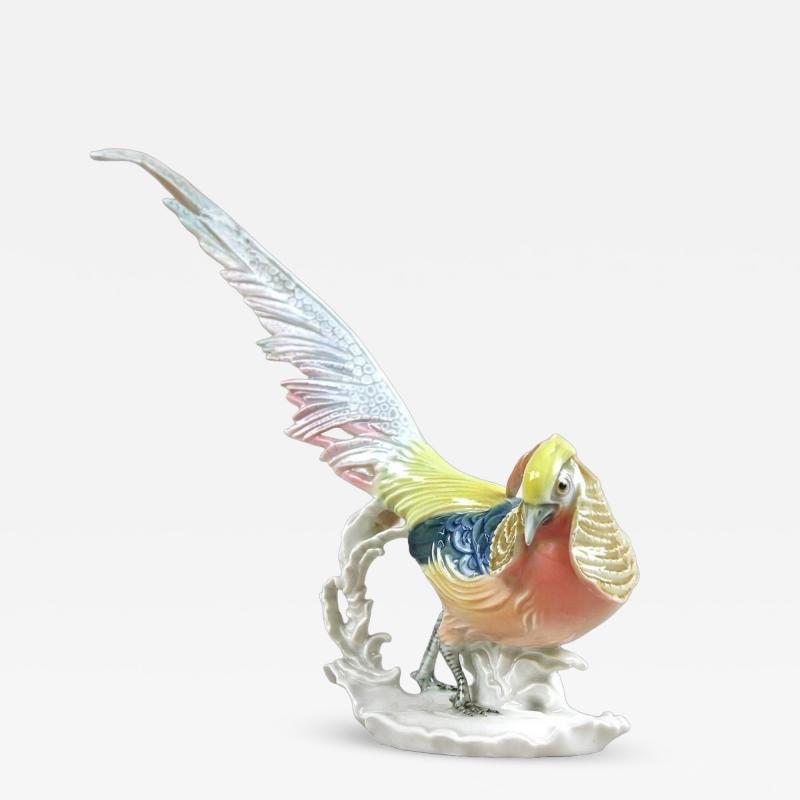 20th Century Porcelain Figurine Golden Pheasant by F Karl Ens Germany ca 1920