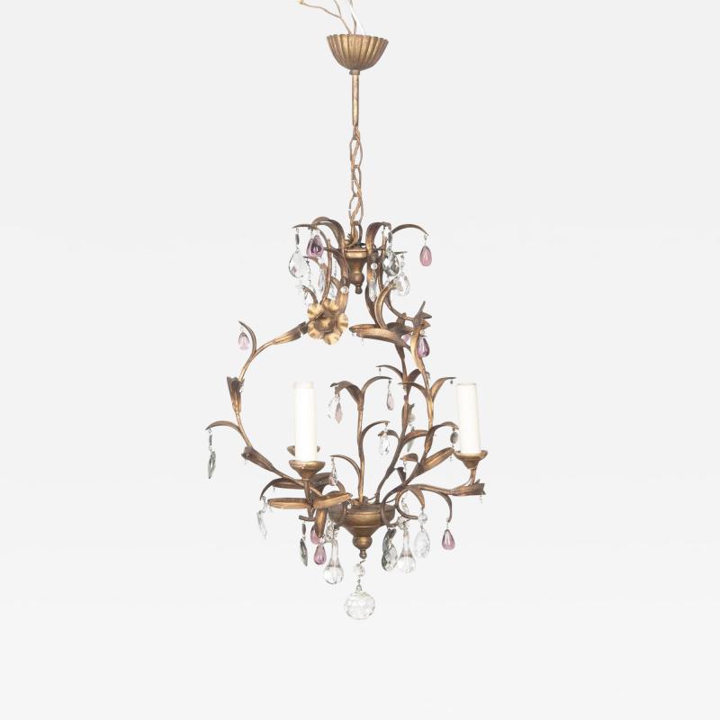 20th Century Pretty French Gilt Metal Chandelier