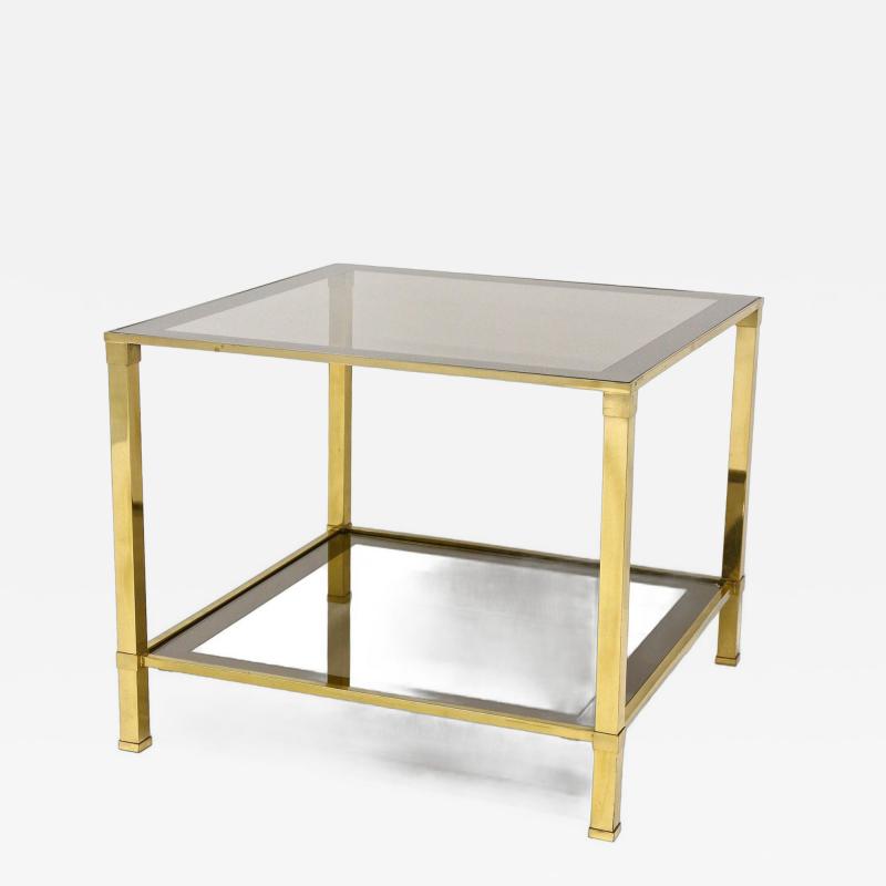 20th Century Regency Brass Side Table Smoked Glass Italy ca 1970