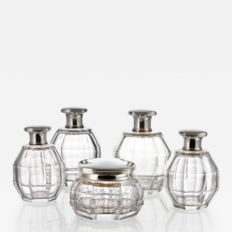 20th Century Set of Silver Art Deco Perfume Bottles France Circa 1920