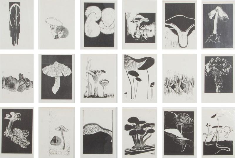 20th Century Swiss Collection of Mushroom Woodcut Prints