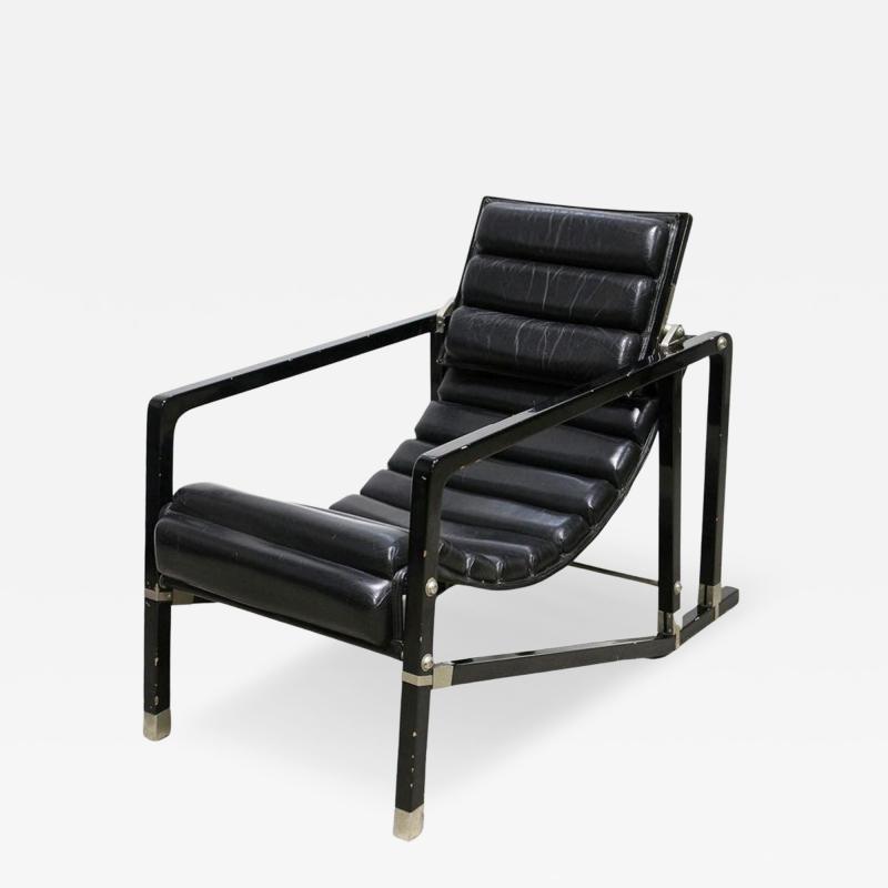 20th Century Transat Chair Design Eileen Gray 1927 Black Leather FR ca 1975