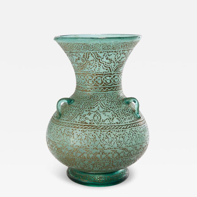 20th century Mamluk style gilded glass mosque lamp