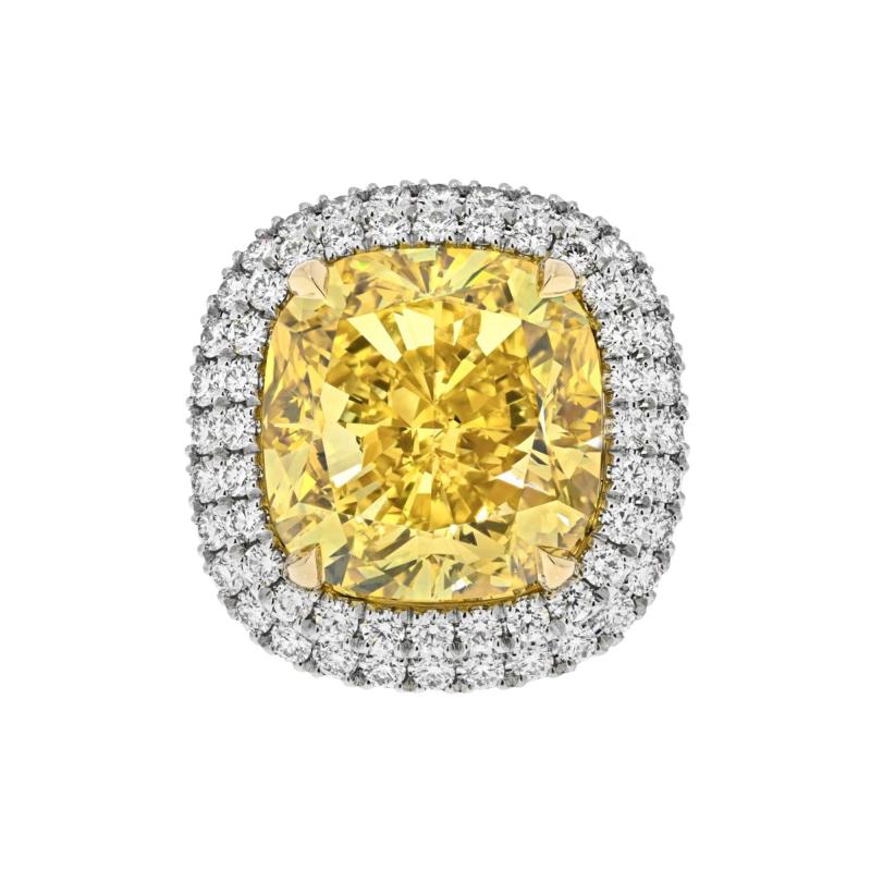 21 carat Cushion Cut Diamond Fancy Yellow GIA 21 Carat