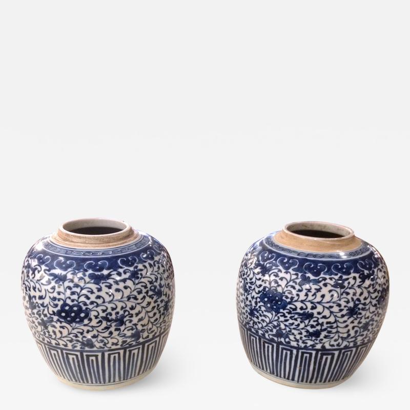 2175 Pair of Chinese Blue and White Porcelain Ginger Jars