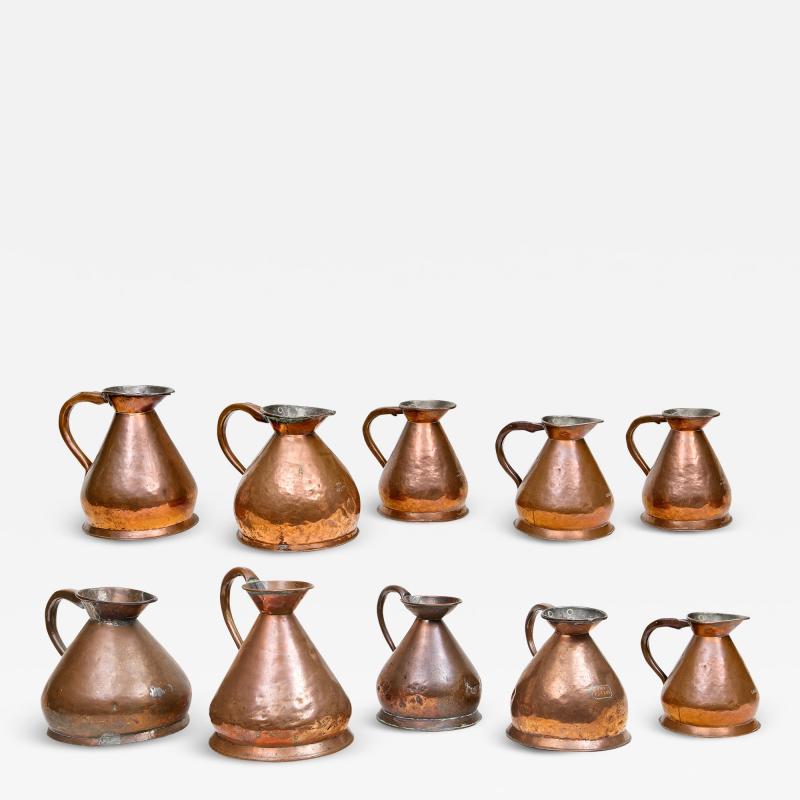 2705 Set of Ten 19th Century Copper Jugs