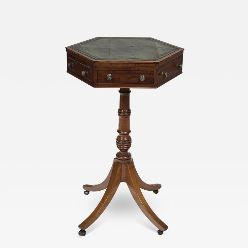 2873 Hexagonal Occasional Table with a Green Leather Top