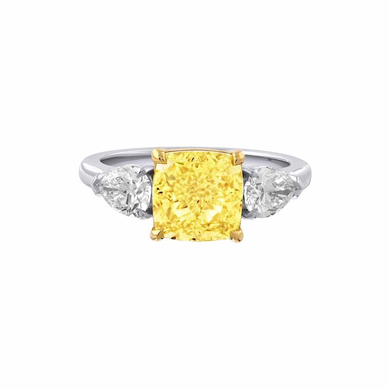 3 01ct Cushion Cut VVS2 Clarity Three Stone Diamond Engagement Ring