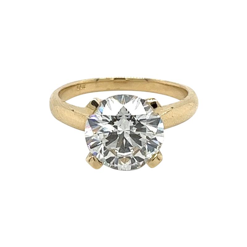 3 40 Carat Round Cut F VS2 Lab Grown Diamond Solitaire Ring in 14K Yellow Gold
