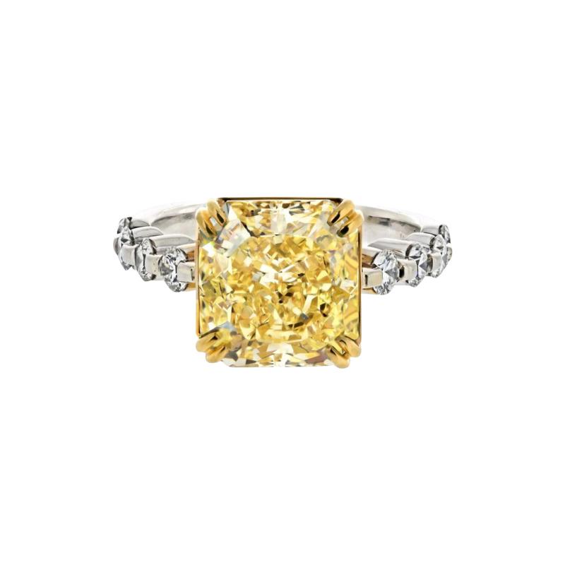 3 CARAT RADIANT CUT DIAMOND FANCY INTENSE YELLOW GIA ENGAGEMENT RING
