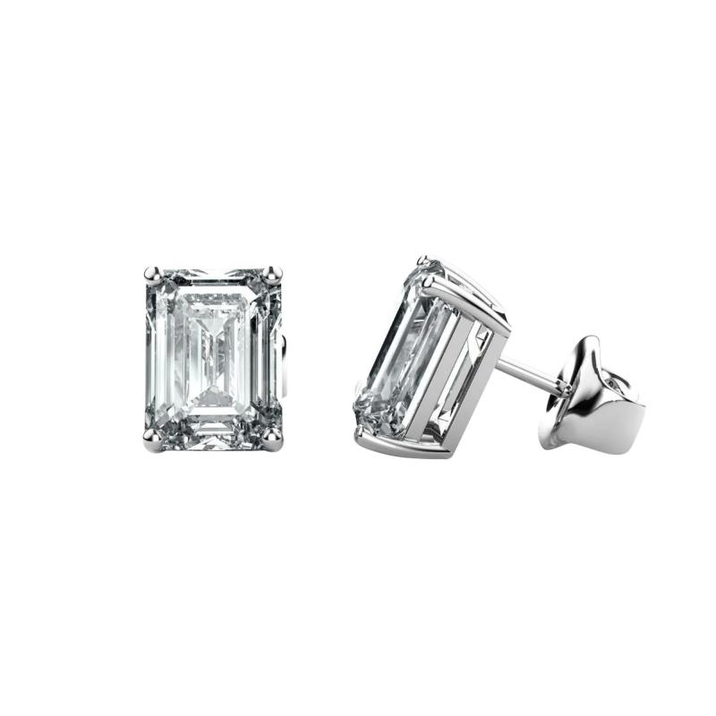 3 Carat Emerald Cut Lab Grown Diamond Stud Earrings