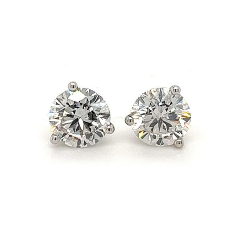 3 Carat Total Lab Grown Diamond 3 Prong Martini Basket Stud Earrings