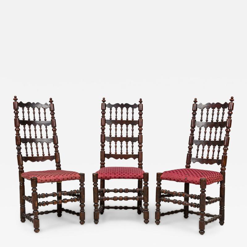 3 English Renaissance Walnut Side Chairs