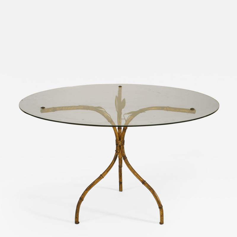 3 Similar Faux Bamboo 1940s Style Gilt Metal Coffee Table