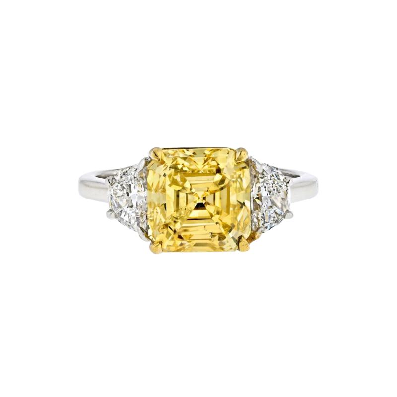 3 carat Emerald Cut Diamond GIA Three Stone Diamond Engagement Ring