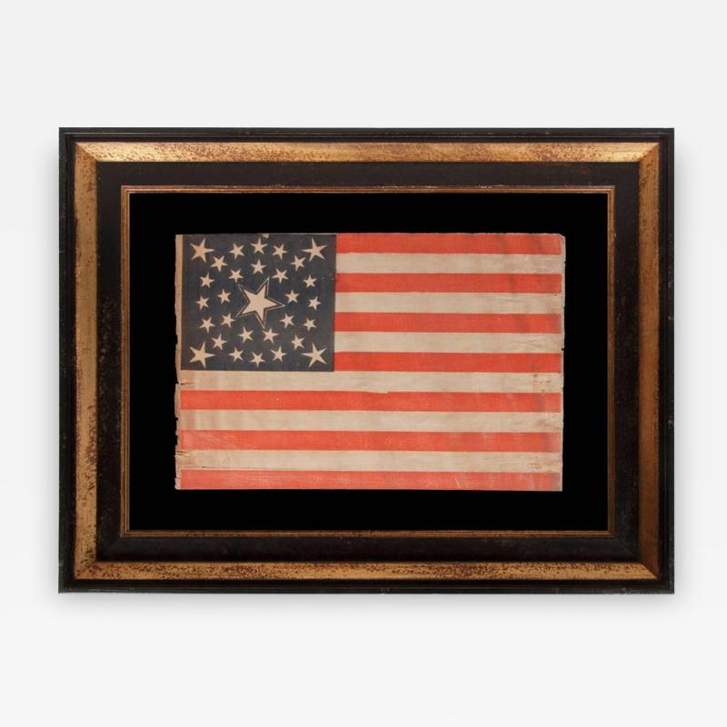 30 Stars on an Antique American Flag of the Pre Civil War Era