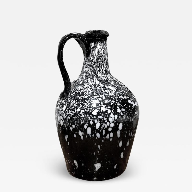 3087 18th Century Nailsea Black and White Spotted Glass Jug