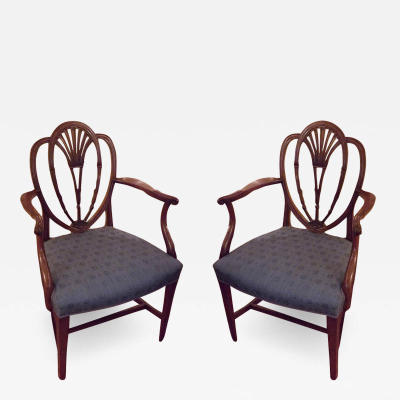 3174 Pair of Hepplewhite Style Armchairs with Heart Shaped Backs
