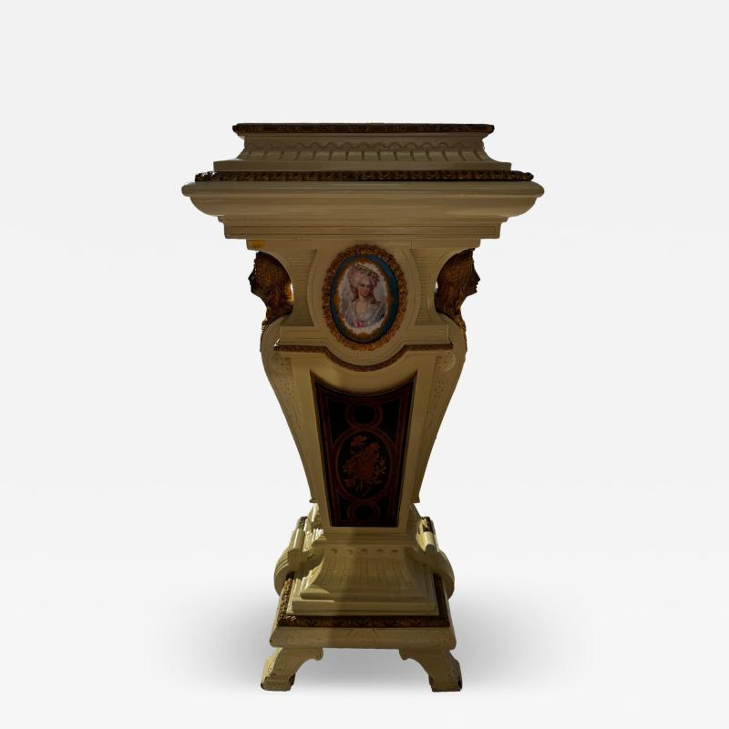 44 Hand Painted and Carved with Gilt Bronze Ormolu Pedestal