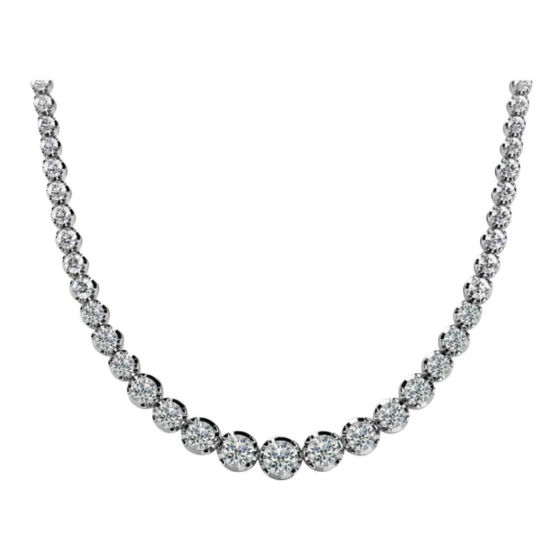 5 5 Carat Diamond 18K White Gold 4 Prong Graduated Tennis Necklace