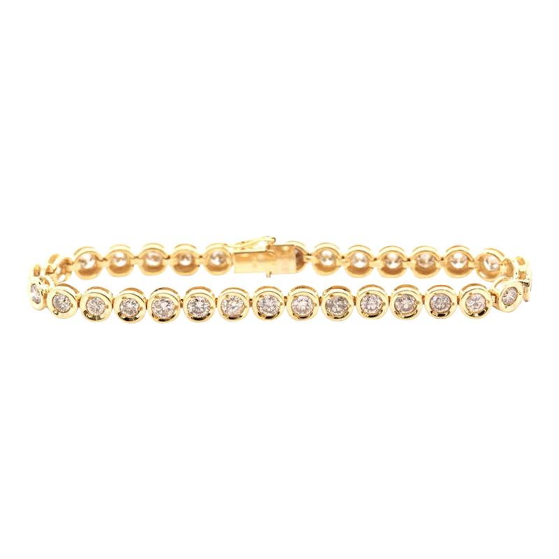 5 Carat TW Diamond Bezel Set Tennis Bracelet in 18k Yellow Gold 7 