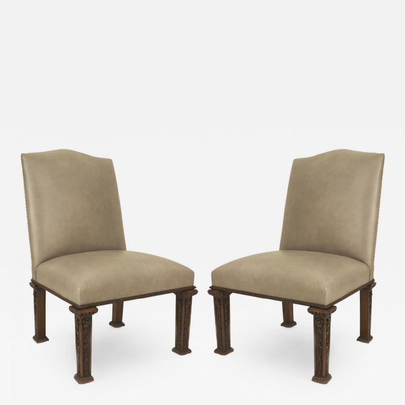 5 English Georgian Leather Side Chairs