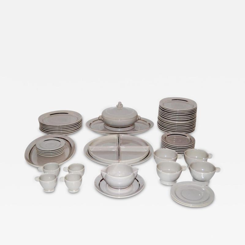 53 pieces of Table Ware in Grey with Platinum Banding