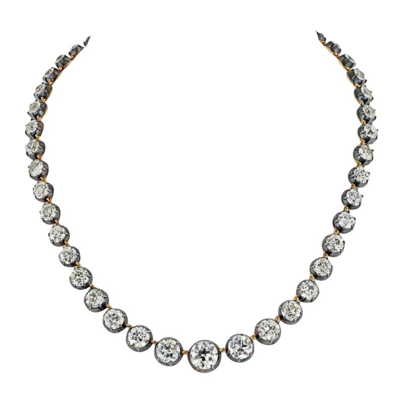 57 19CTTW OLD EUROPEAN CUT RIVIERA DIAMOND NECKLACE