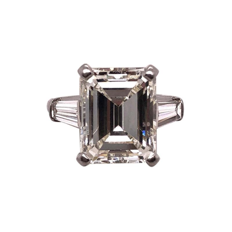 6 43 Carat Emerald Cut Diamond Engagement Ring VS1 J K Color Platinum