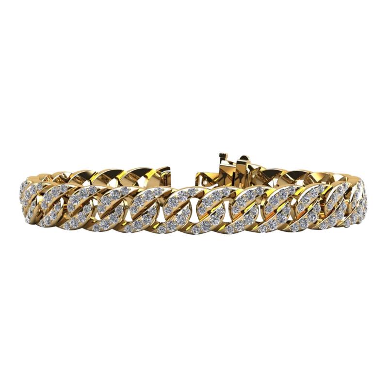 6 8 Carat Overlapping Diamond 14K Gold Cuban Link Bracelet