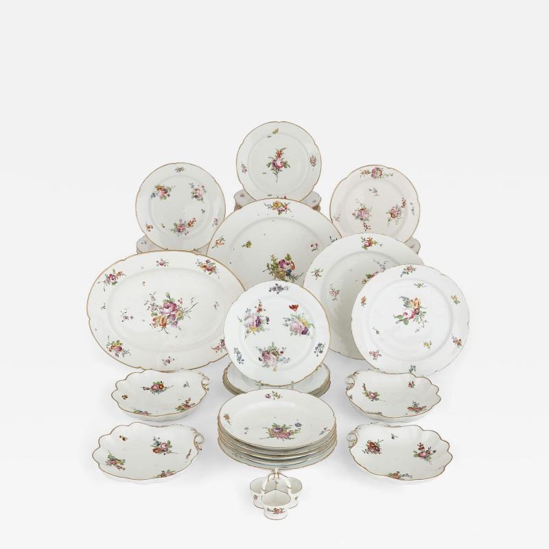 63 Piece Antique German Floral Porcelain Part Dinner Service