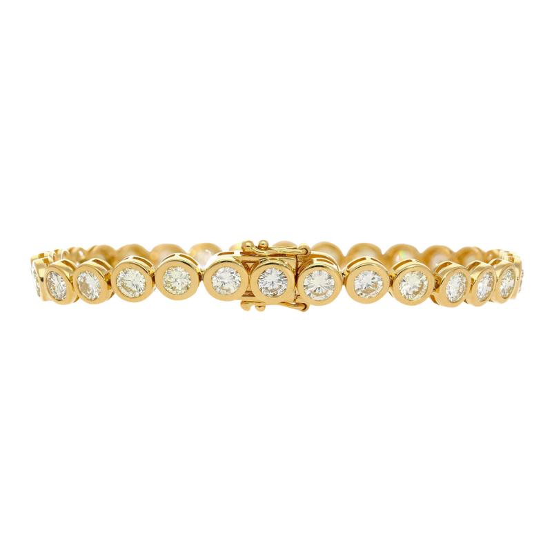 7 8 10 Carat Natural Diamond Bezel Set 18K Gold Tennis Bracelet 7 