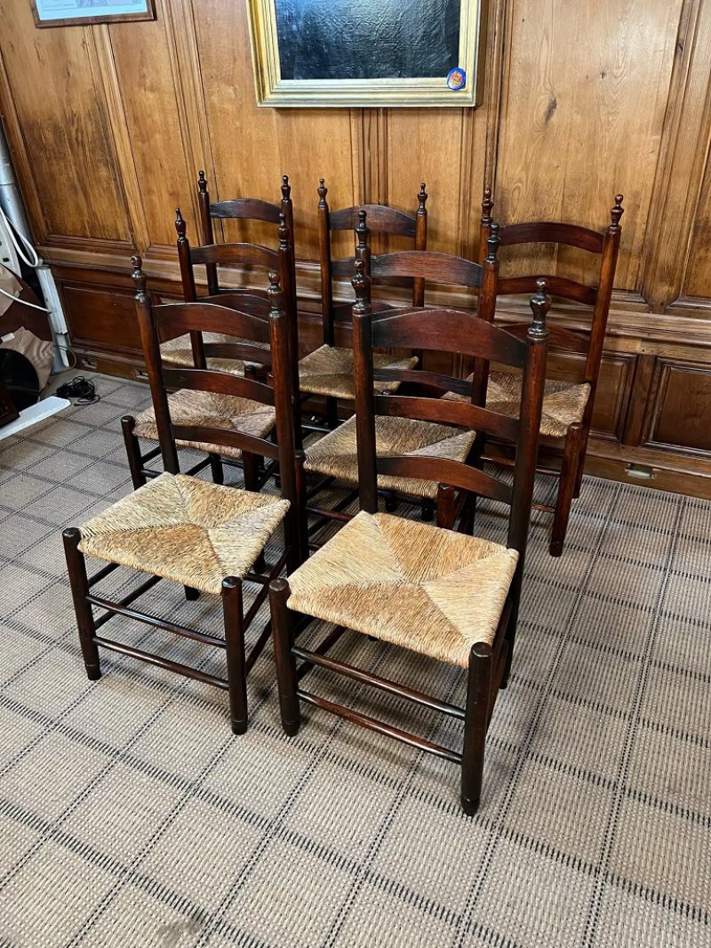 7 Ladder Back Rush Seat Dining Chairs